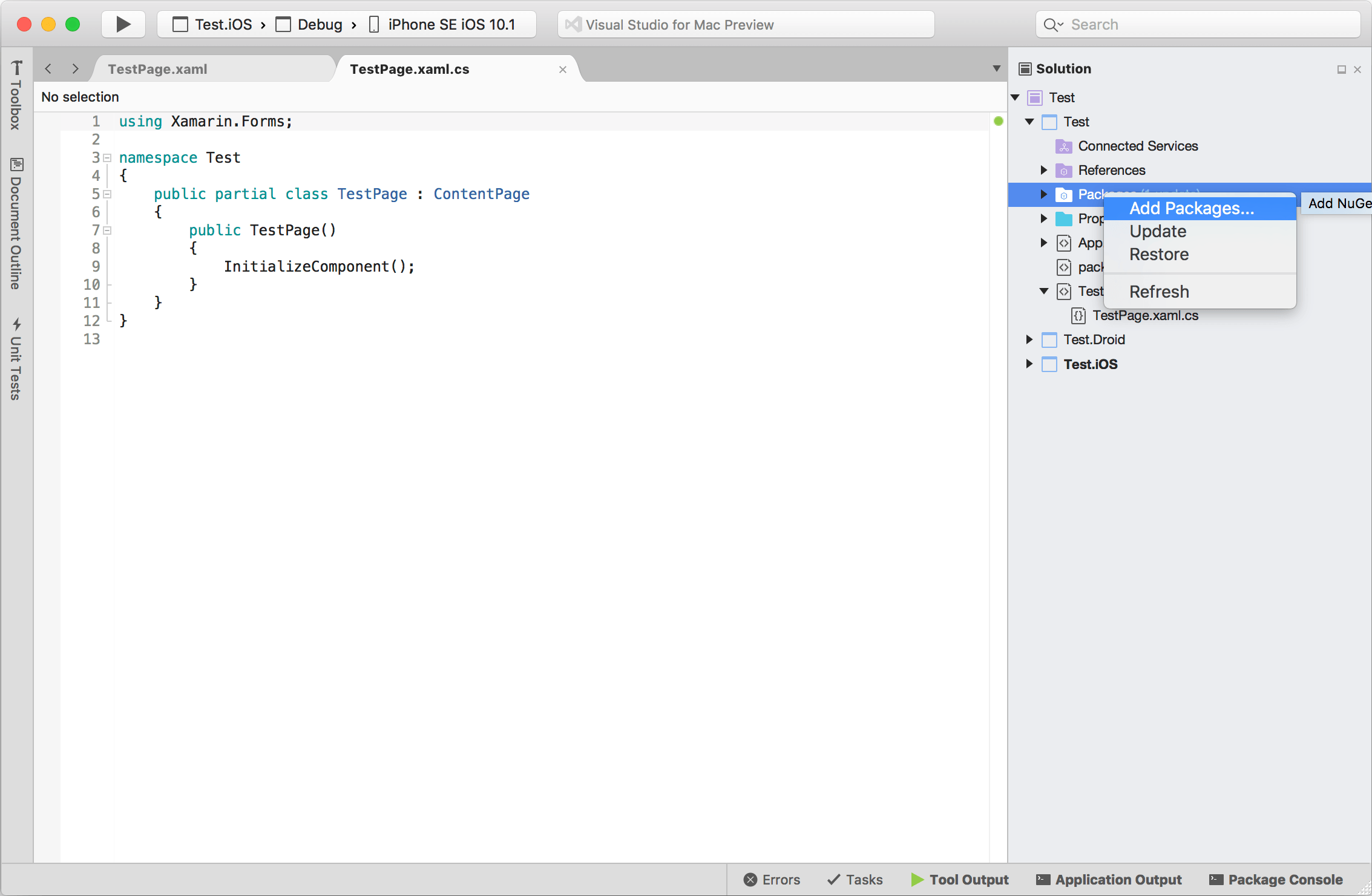 change default.aspx in visual studio for mac